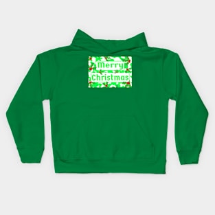 Merry Christmas Green and White Peppermint and Red Holly Berries Kids Hoodie